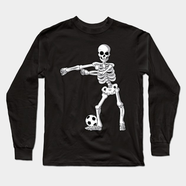 Flossing Skeleton Soccer Funny Halloween Long Sleeve T-Shirt by trendingoriginals